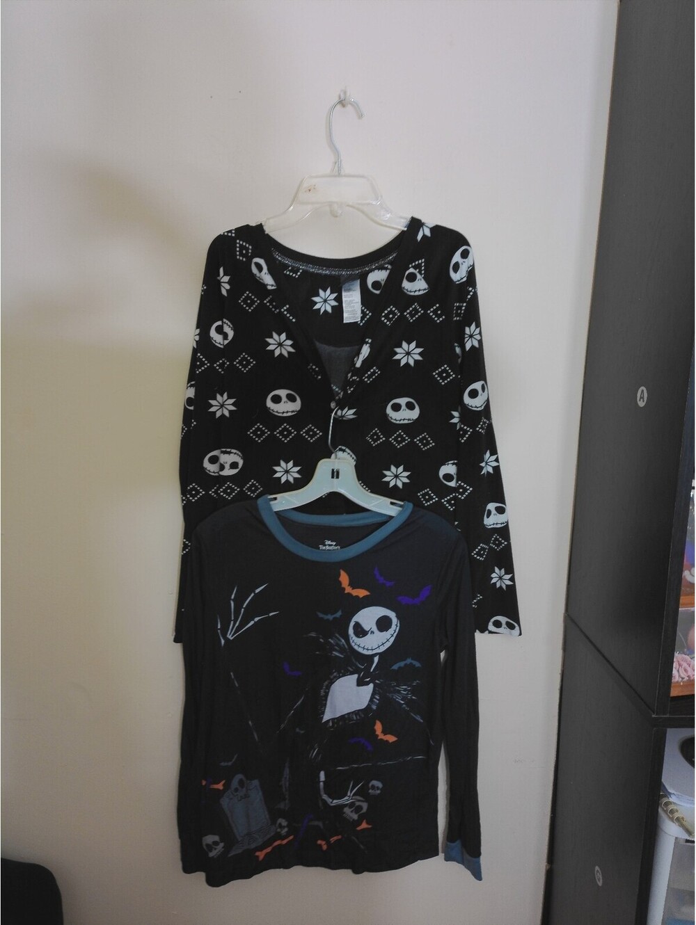 Disney Nightmare Before Christmas Lot 2 Mens‎ Pajama Shirts M Jack Skellington